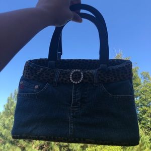 ☆ cheetah print trim and base jean bag! ☆
